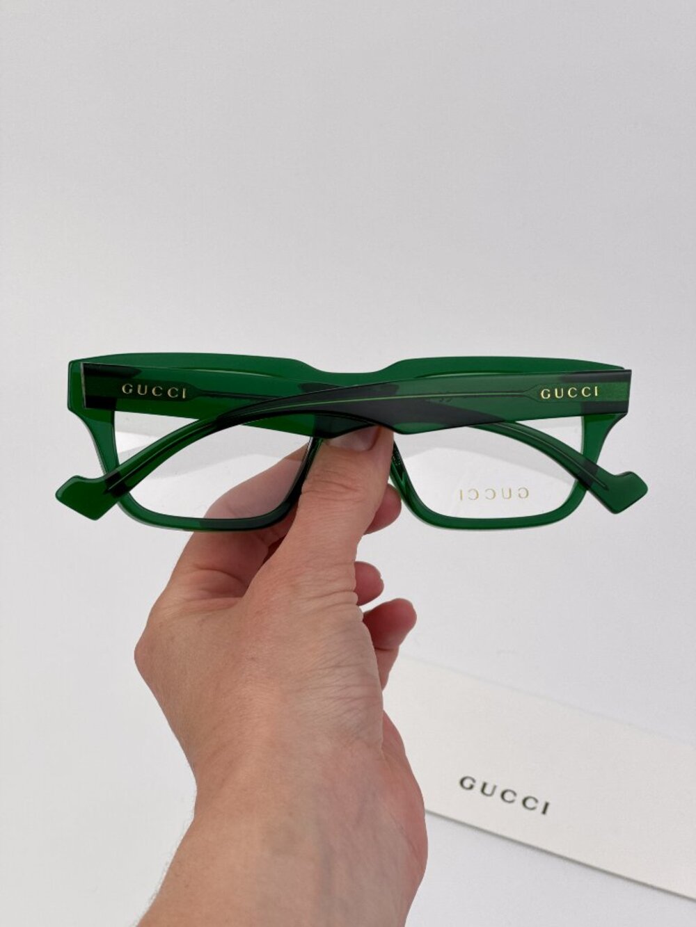 Gucci GG0963O 004 Rectangular Square Eyeglasses Transparent Green NEW AUTHENTIC - Picture 2 of 9